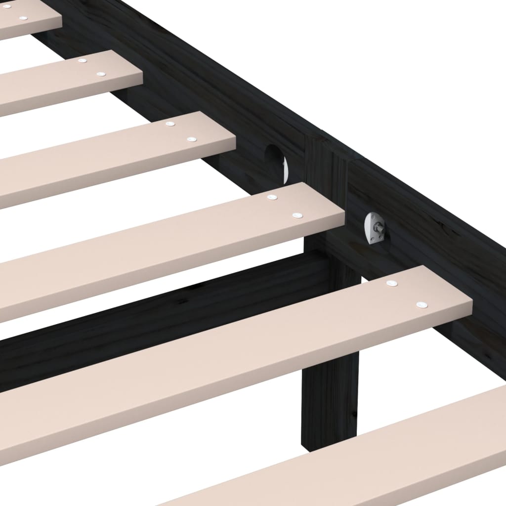 vidaXL Bed Frame | Black | Solid pine wood, Plywood | Double | Bed Frame