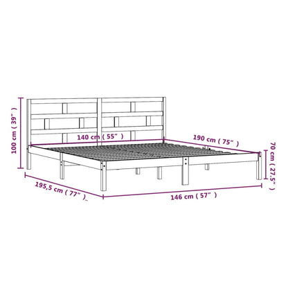 vidaXL Bed Frame | Black | Solid pine wood, Plywood | Double | Bed Frame