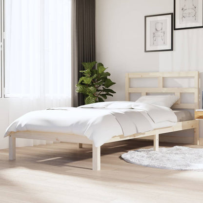 vidaXL Bed Frame | Natural Pine | Solid pine wood, Plywood | Single | Durable