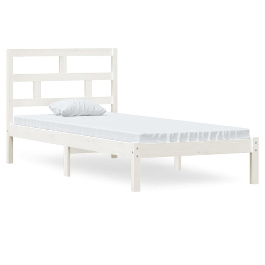 3101204 vidaXL Bed Frame without Mattress White Solid Wood 90x200 cm (810003+814175)