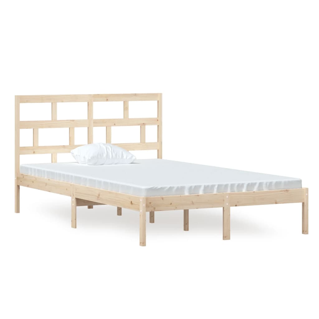 vidaXL Bed Frame | Natural Pine | Solid Pine Wood | Double | Durable | Bed Frame