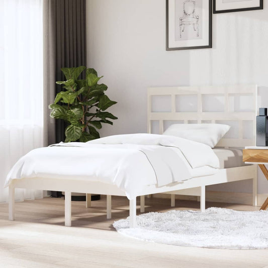 3101214 vidaXL Bed Frame without Mattress White Solid Wood 120x200 cm (810013+814185)