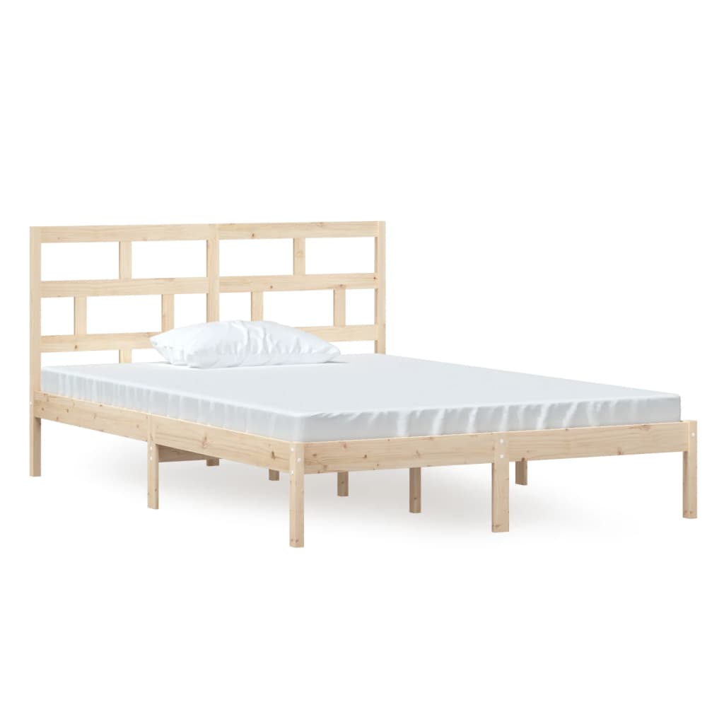 vidaXL Bed Frame | Natural Pine | Solid Pine Wood | 140 x 200 cm | Rectangular