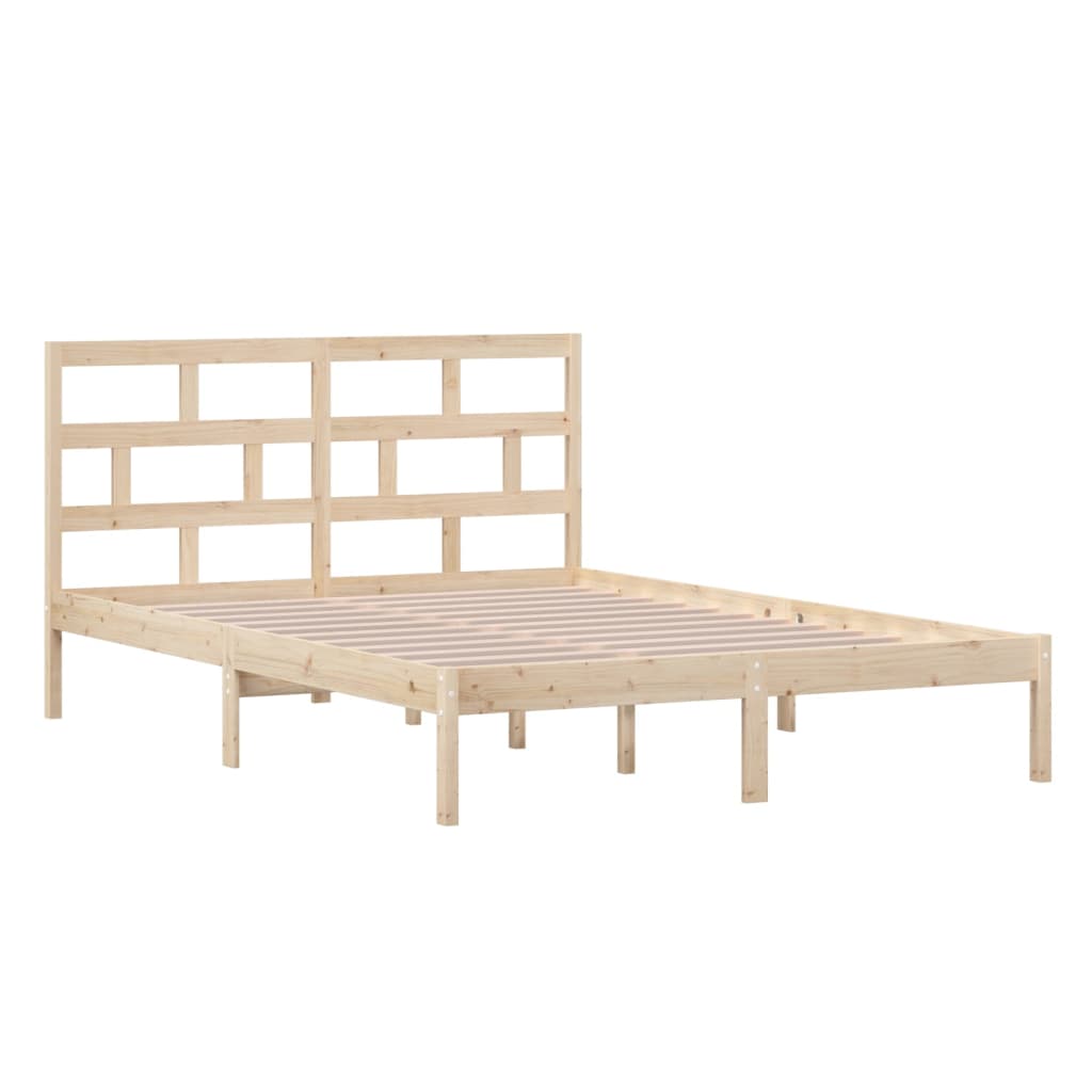 vidaXL Bed Frame | Natural Pine | Solid Pine Wood | 140 x 200 cm | Rectangular
