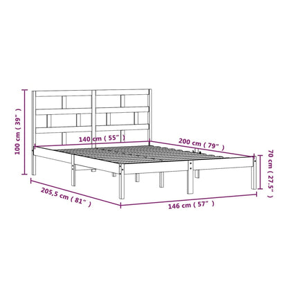 vidaXL Bed Frame | Natural Pine | Solid Pine Wood | 140 x 200 cm | Rectangular