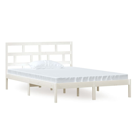 3101219 vidaXL Bed Frame without Mattress White Solid Wood 140x200 cm (810018+814195)