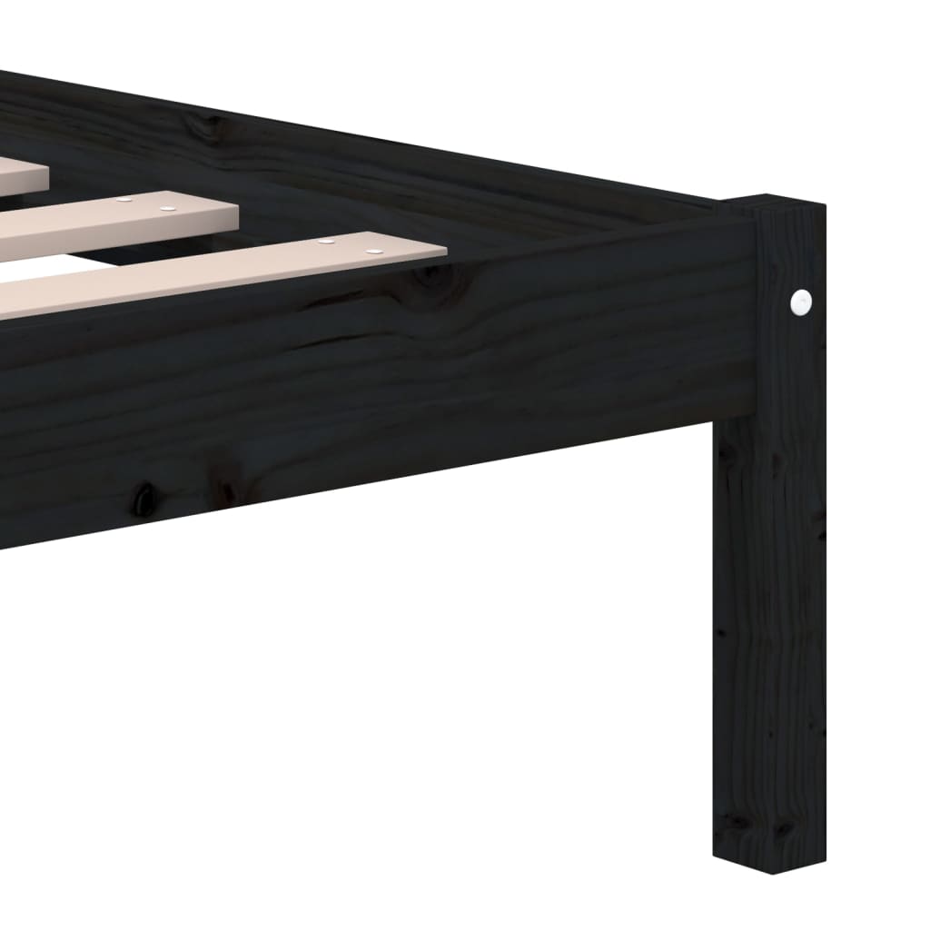 vidaXL Bed Frame without Mattress Black King Size Solid Wood