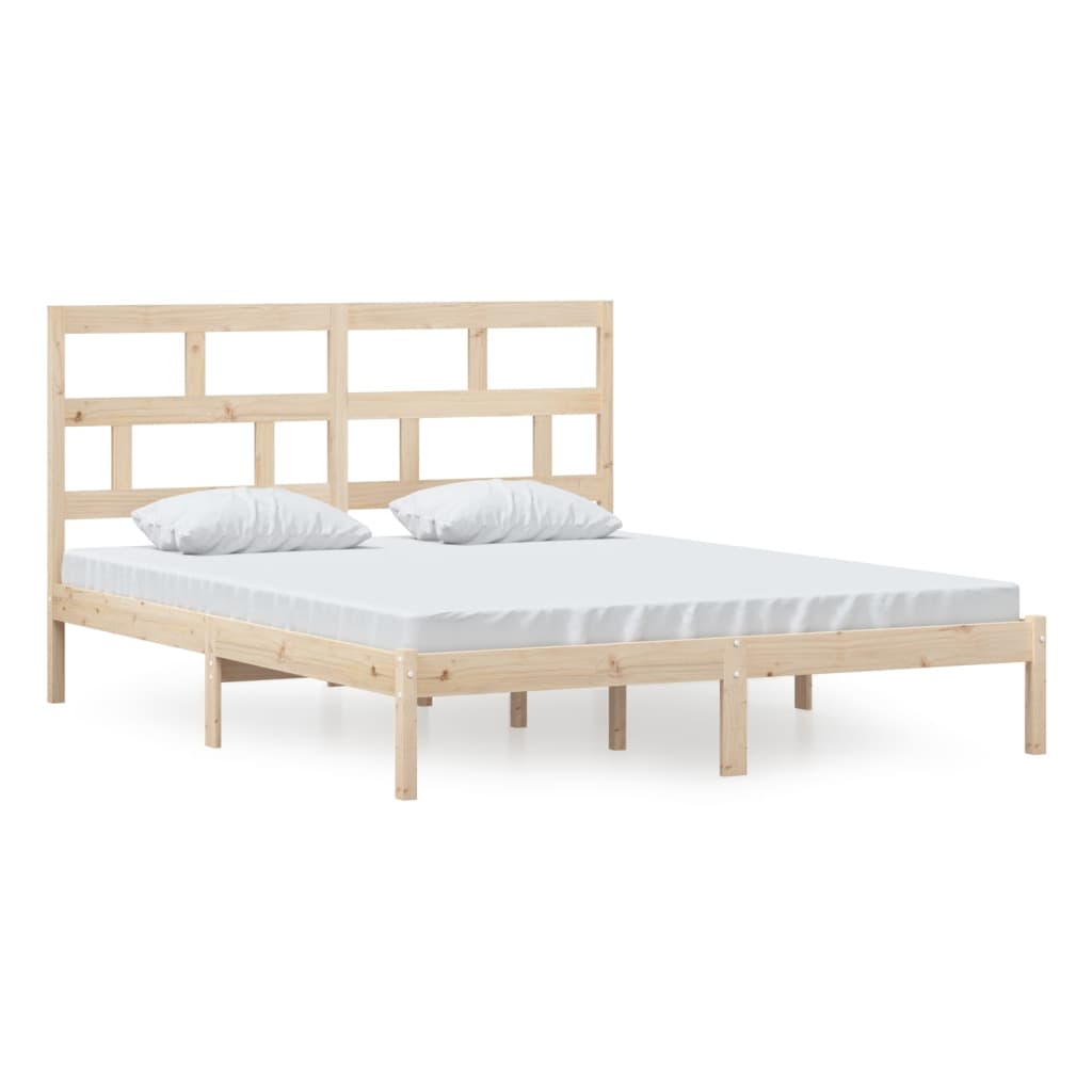 vidaXL Bed Frame | Natural wood | Solid pine wood | Double |  Durable