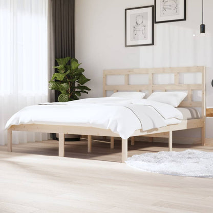 vidaXL Bed Frame | Natural wood | Solid pine wood | Double |  Durable