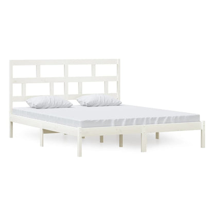 vidaXL Bed Frame | White | Solid pine wood, plywood | Double | Modern