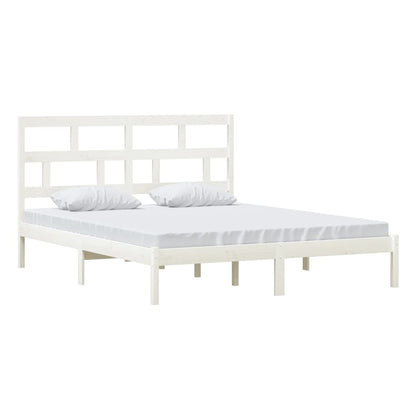 vidaXL Bed Frame | White | Solid pine wood, plywood | Double | Modern