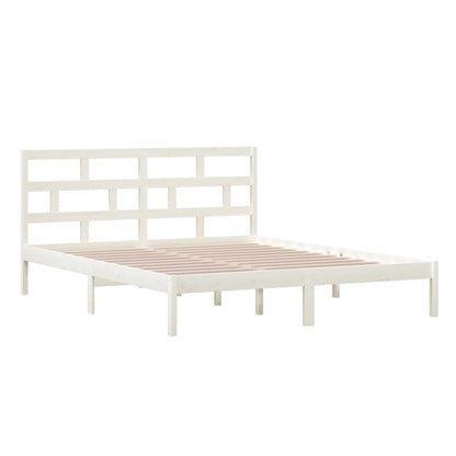 vidaXL Bed Frame | White | Solid pine wood, plywood | Double | Modern