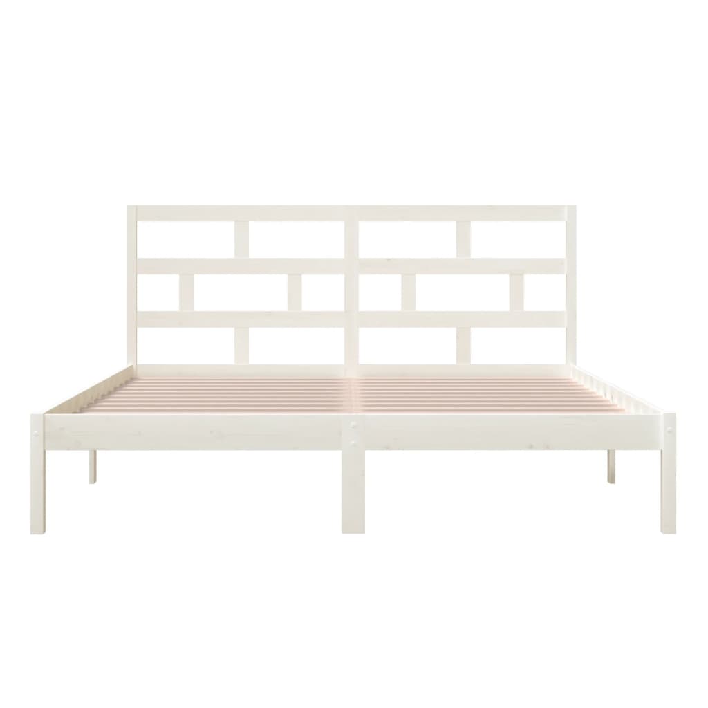 vidaXL Bed Frame | White | Solid pine wood, plywood | Double | Modern