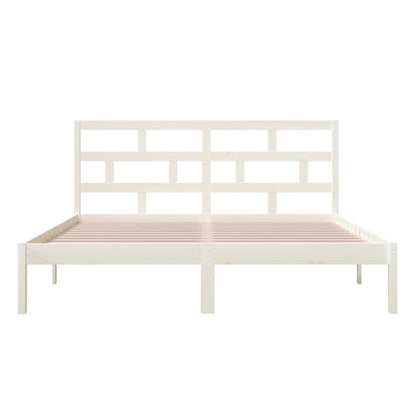 vidaXL Bed Frame | White | Solid pine wood, plywood | Double | Modern