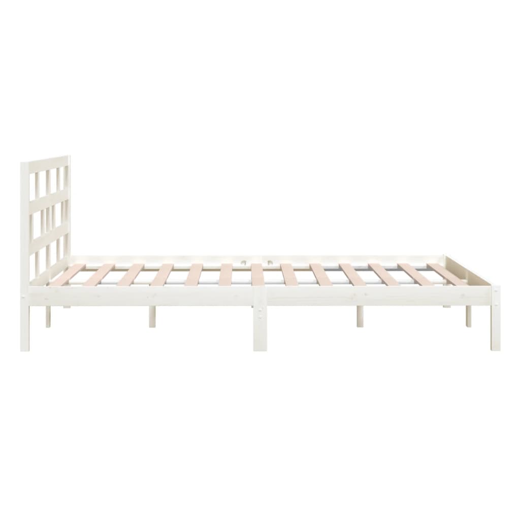 vidaXL Bed Frame | White | Solid pine wood, plywood | Double | Modern