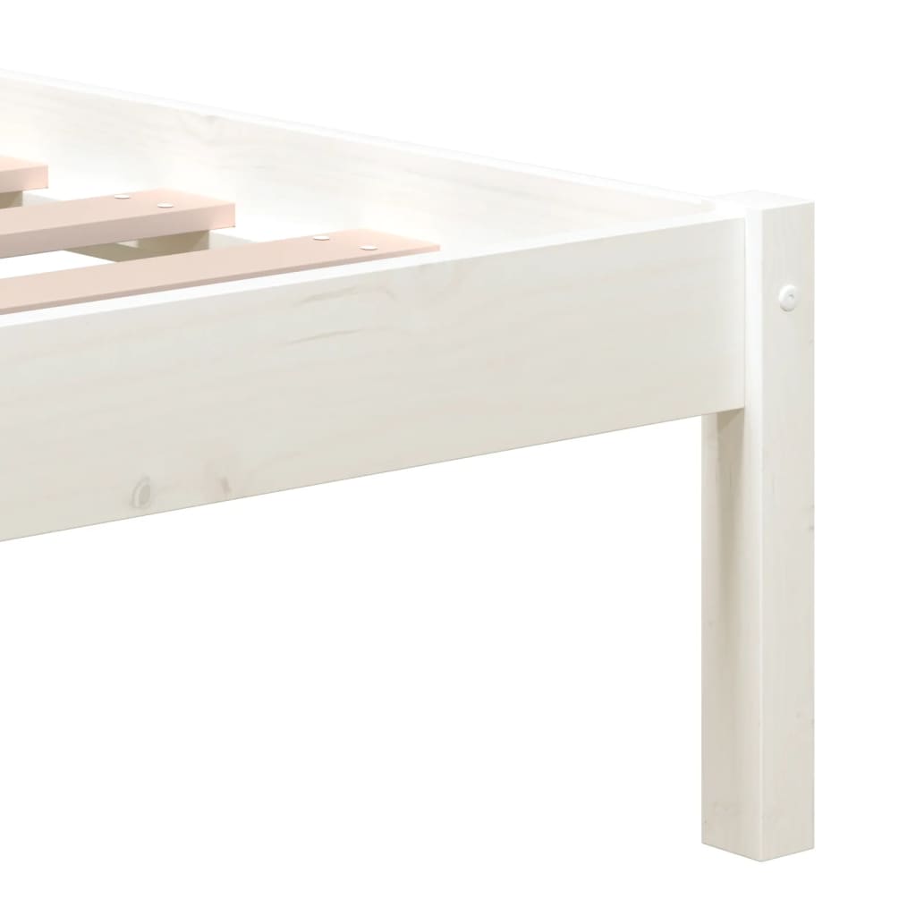 vidaXL Bed Frame | White | Solid pine wood, plywood | Double | Modern