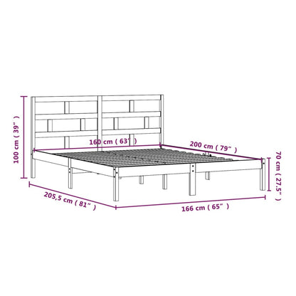 vidaXL Bed Frame | White | Solid pine wood, plywood | Double | Modern