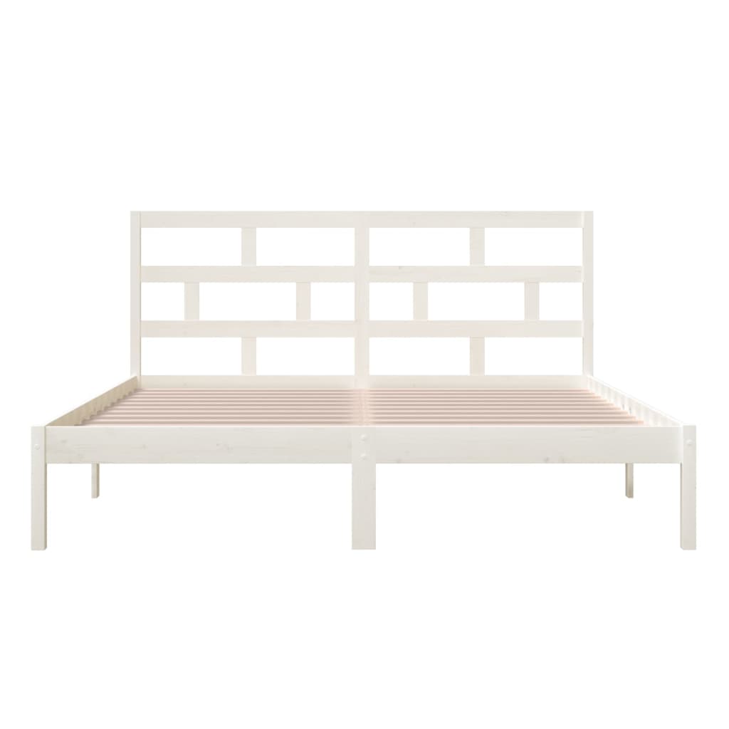 vidaXL Bed Frame | White | Solid Pine Wood, Plywood | Super King