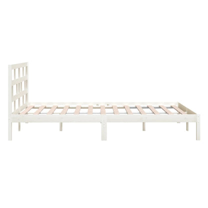 vidaXL Bed Frame | White | Solid Pine Wood, Plywood | Super King