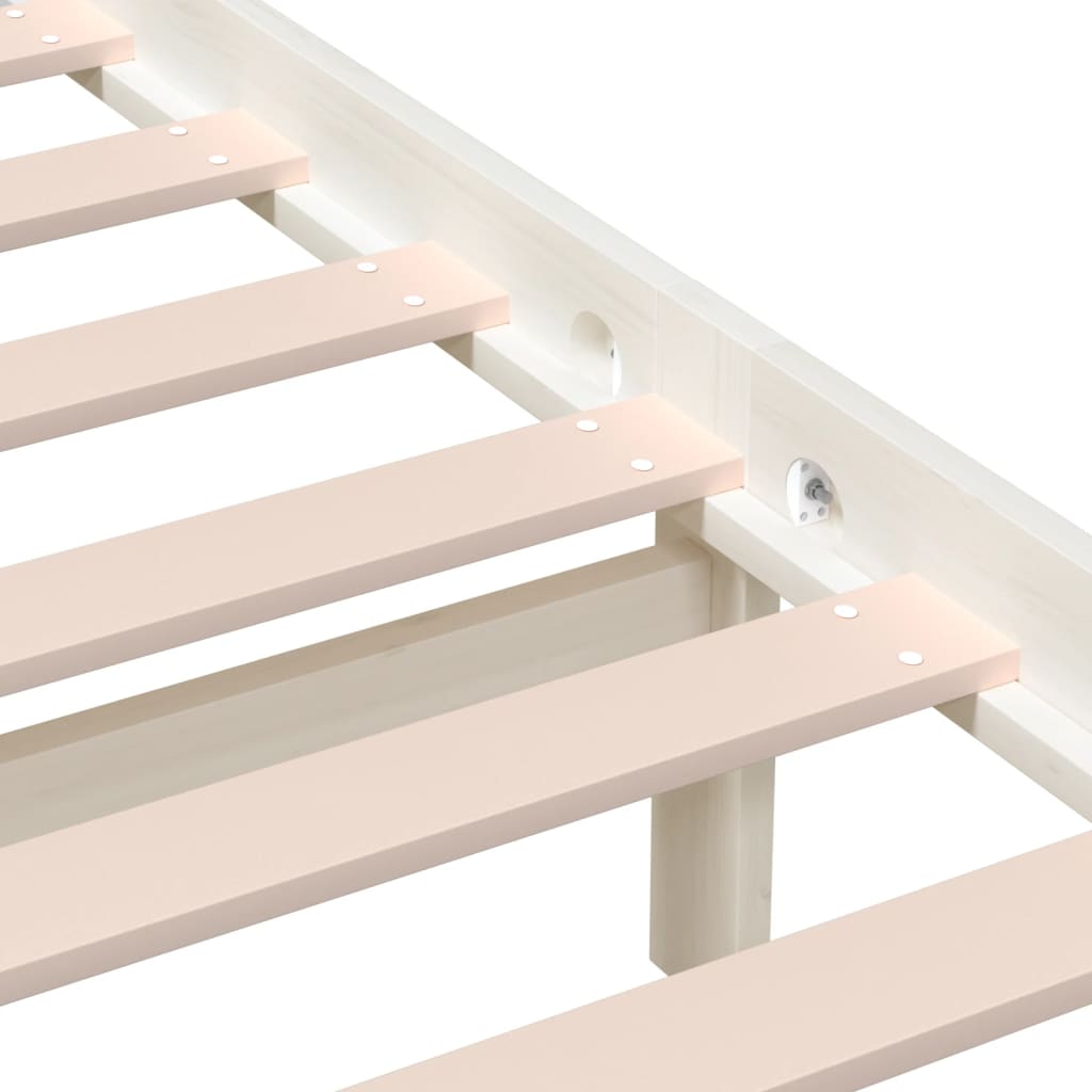 vidaXL Bed Frame | White | Solid Pine Wood, Plywood | Super King