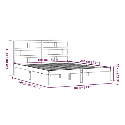 vidaXL Bed Frame | White | Solid Pine Wood, Plywood | Super King