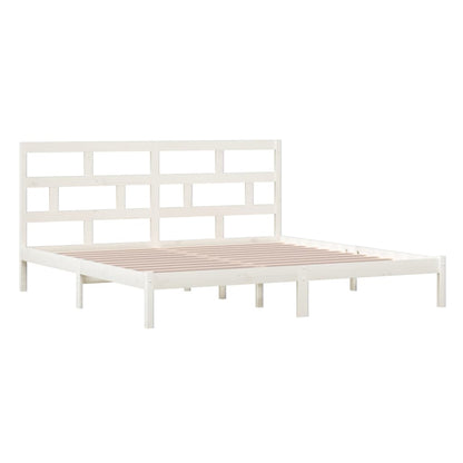 vidaXL Bed Frame | White | Solid Pine Wood | 200x200 cm | Durable | Bed Frame