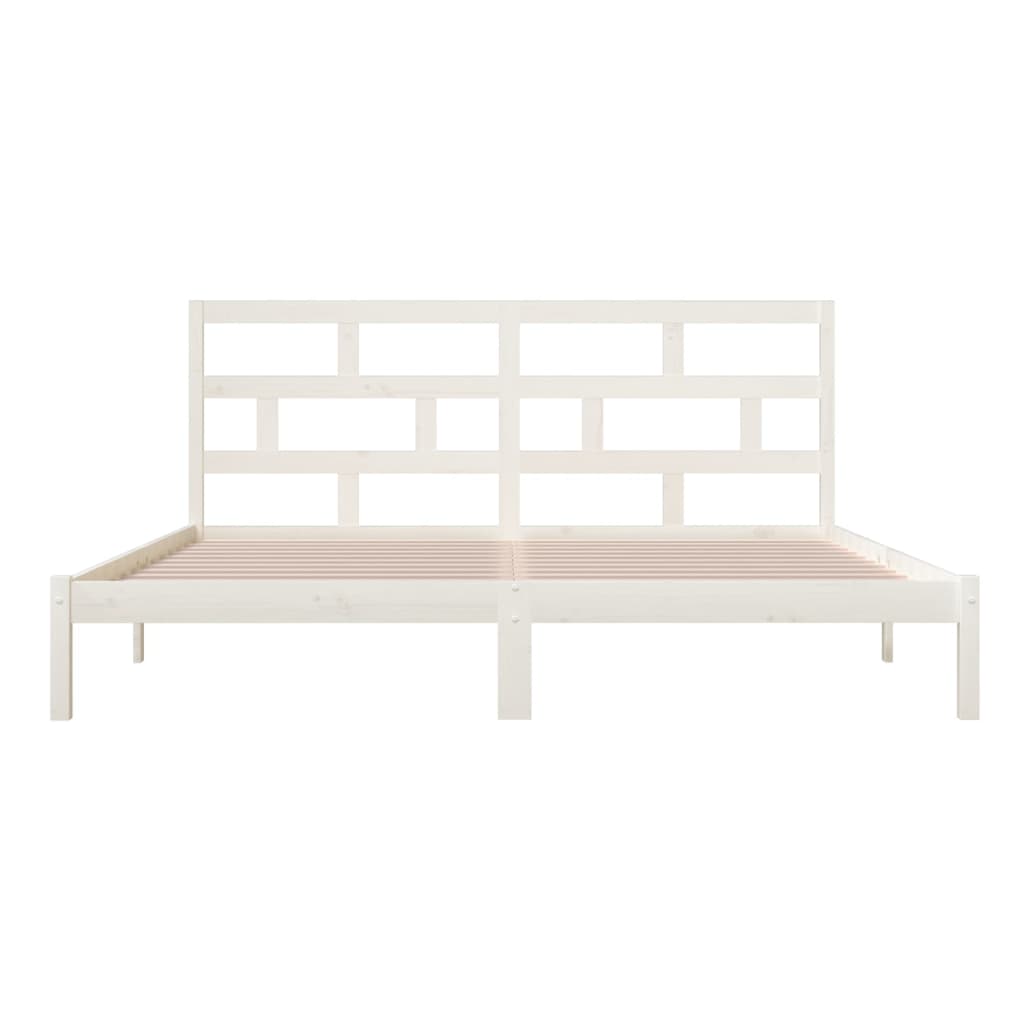 vidaXL Bed Frame | White | Solid Pine Wood | 200x200 cm | Durable | Bed Frame
