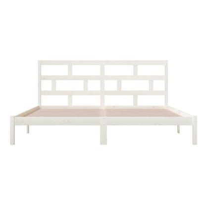 vidaXL Bed Frame | White | Solid Pine Wood | 200x200 cm | Durable | Bed Frame