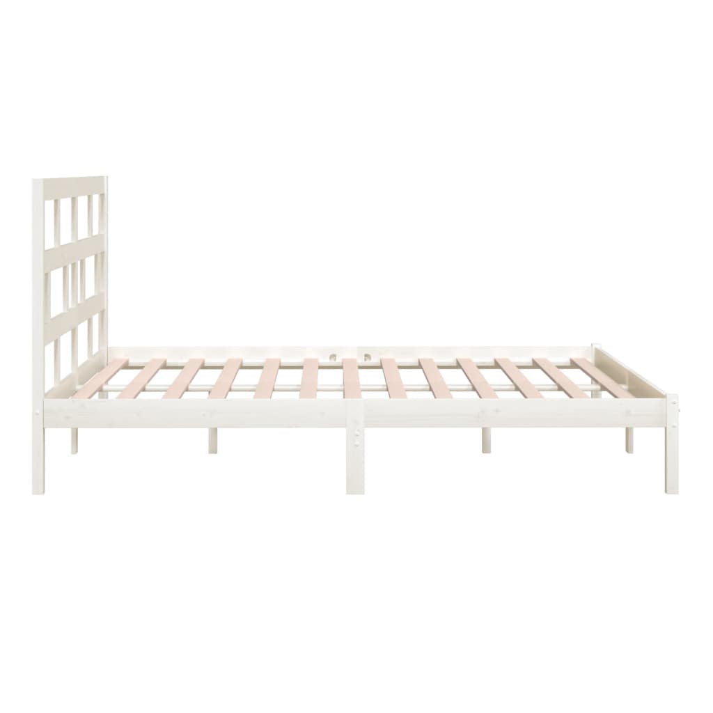vidaXL Bed Frame | White | Solid Pine Wood | 200x200 cm | Durable | Bed Frame