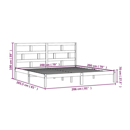 vidaXL Bed Frame | White | Solid Pine Wood | 200x200 cm | Durable | Bed Frame
