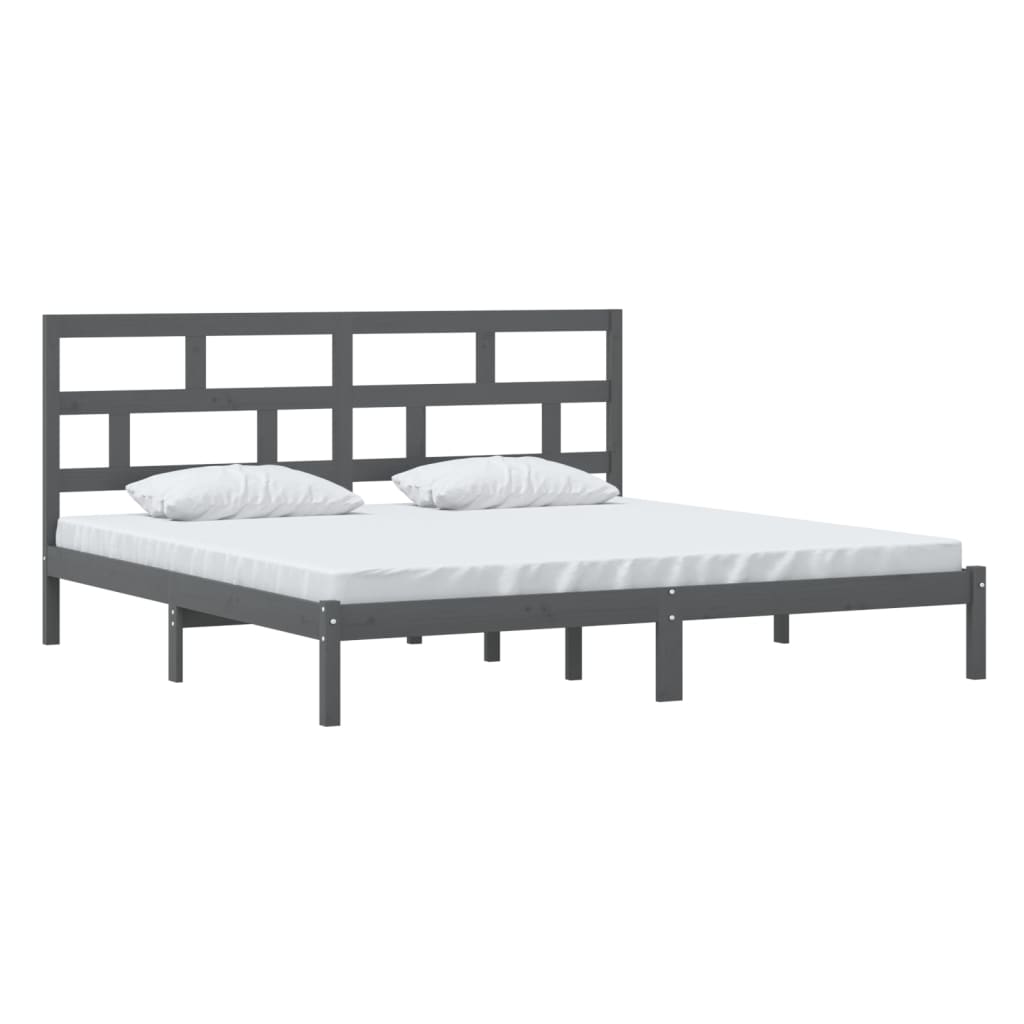 vidaXL Bed Frame | Grey | Solid Pine Wood | Double | Classic/Traditional