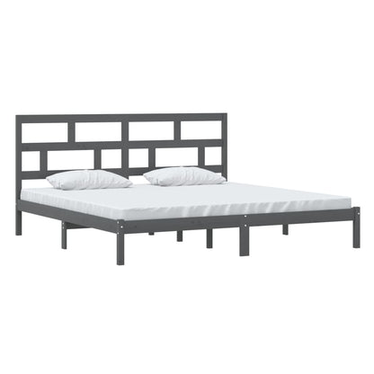vidaXL Bed Frame | Grey | Solid Pine Wood | Double | Classic/Traditional