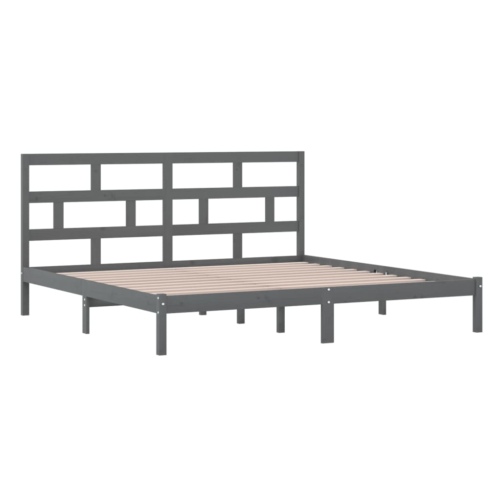 vidaXL Bed Frame | Grey | Solid Pine Wood | Double | Classic/Traditional