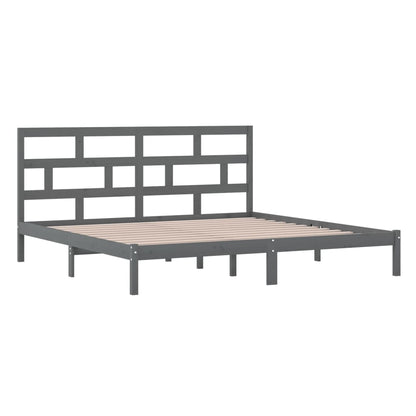 vidaXL Bed Frame | Grey | Solid Pine Wood | Double | Classic/Traditional