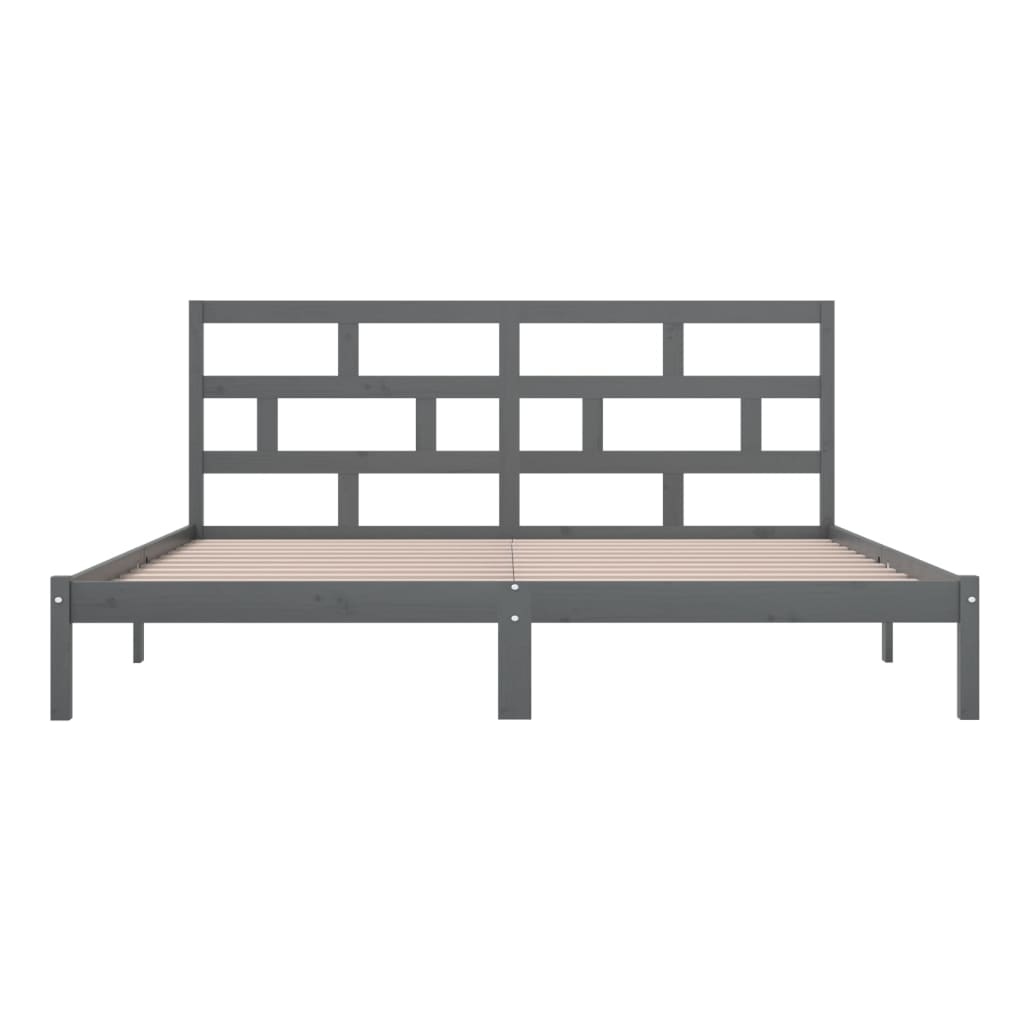 vidaXL Bed Frame | Grey | Solid Pine Wood | Double | Classic/Traditional