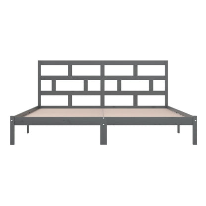 vidaXL Bed Frame | Grey | Solid Pine Wood | Double | Classic/Traditional