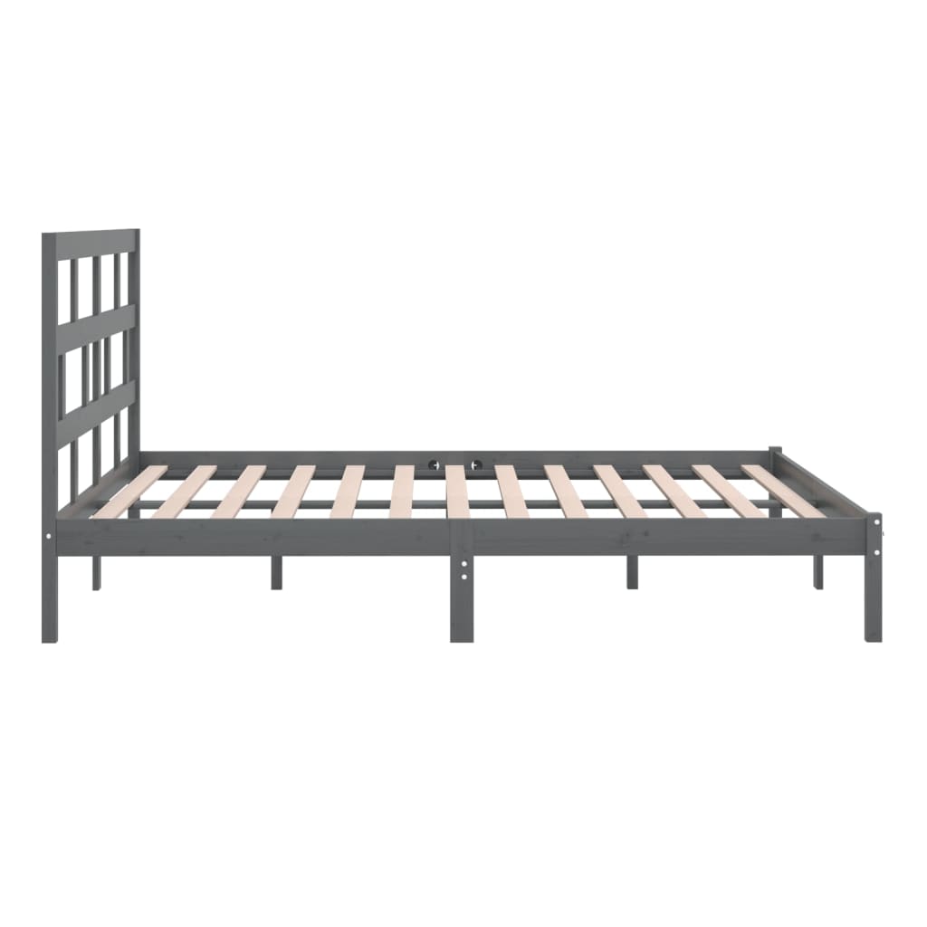 vidaXL Bed Frame | Grey | Solid Pine Wood | Double | Classic/Traditional