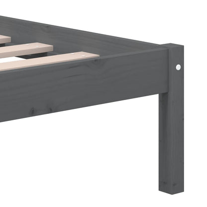vidaXL Bed Frame | Grey | Solid Pine Wood | Double | Classic/Traditional