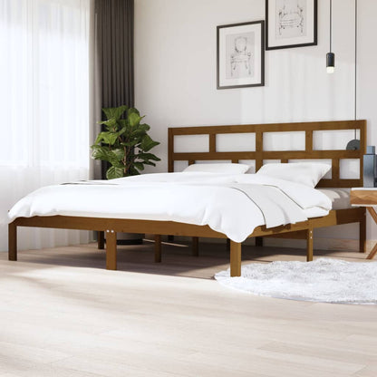 vidaXL Bed Frame | Honey brown | Solid Pine Wood | 200x200 cm | Bed Frame
