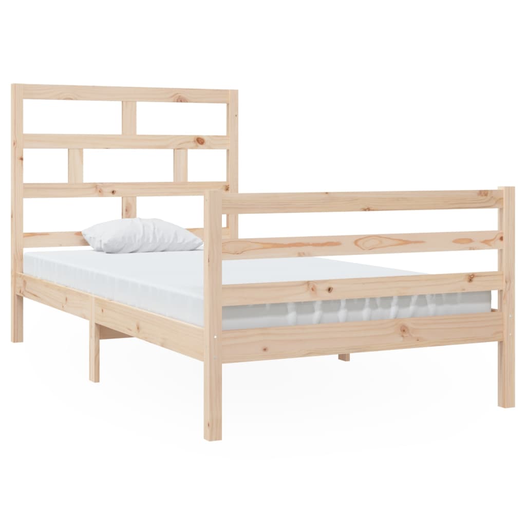 vidaXL Bed Frame | Natural wood | Solid pine wood | Single | Durable | Bed Frame