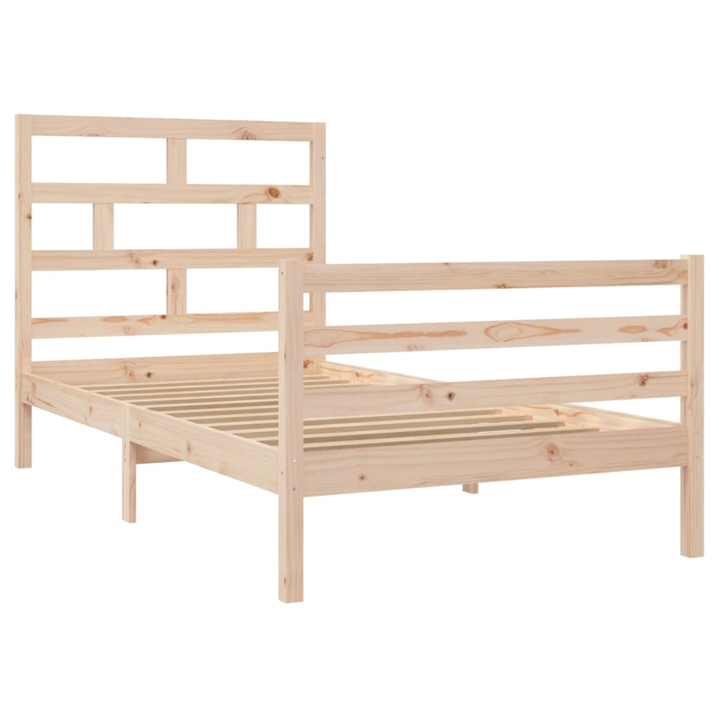 vidaXL Bed Frame | Natural wood | Solid pine wood | Single | Durable | Bed Frame