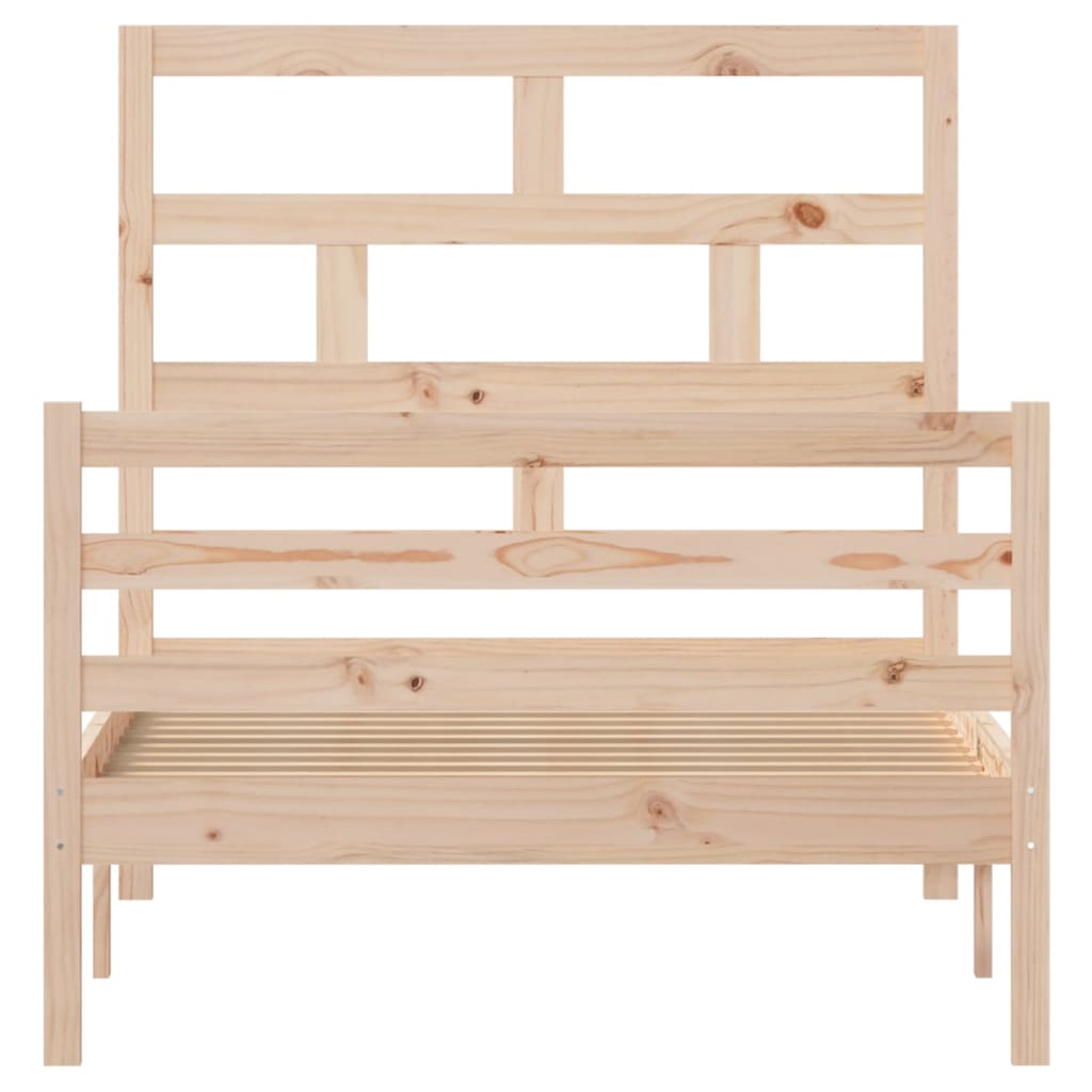 vidaXL Bed Frame | Natural wood | Solid pine wood | Single | Durable | Bed Frame