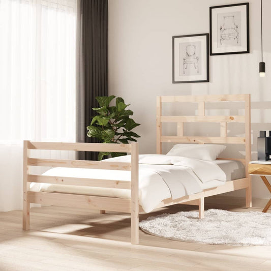 vidaXL Bed Frame | Natural wood | Solid pine wood | Single | Durable | Bed Frame