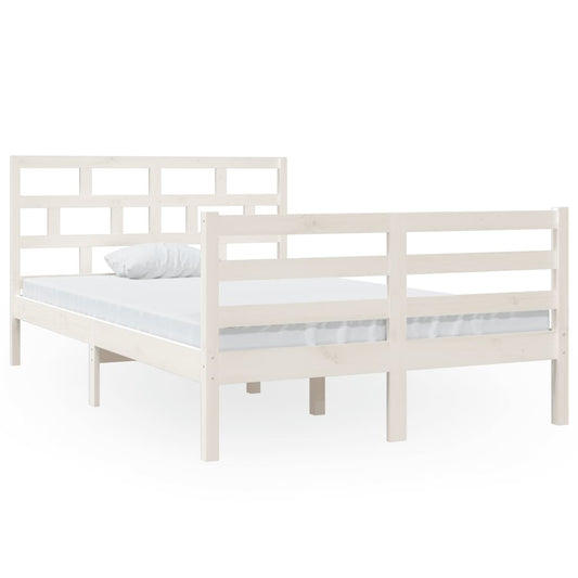 3101279 vidaXL Bed Frame without Mattress White Solid Wood 120x200 cm (810426+814185)