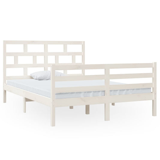 3101284 vidaXL Bed Frame without Mattress White Solid Wood 140x200 cm (810431+814195)