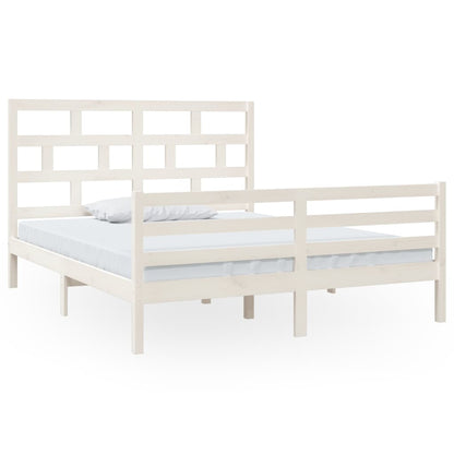 3101294 vidaXL Bed Frame without Mattress White Solid Wood 160x200 cm (810441+814205)