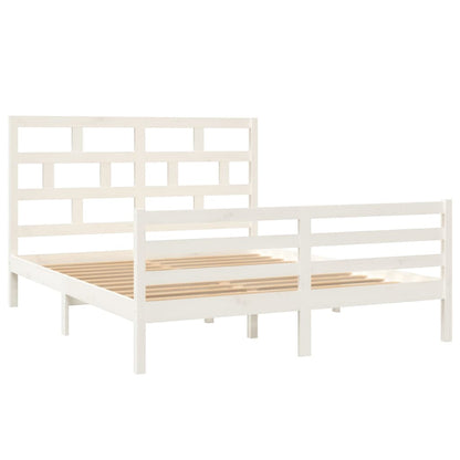 3101294 vidaXL Bed Frame without Mattress White Solid Wood 160x200 cm (810441+814205)