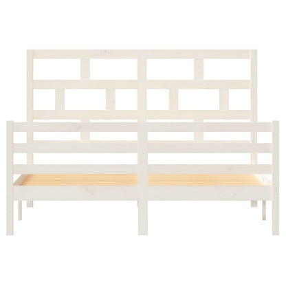 3101294 vidaXL Bed Frame without Mattress White Solid Wood 160x200 cm (810441+814205)