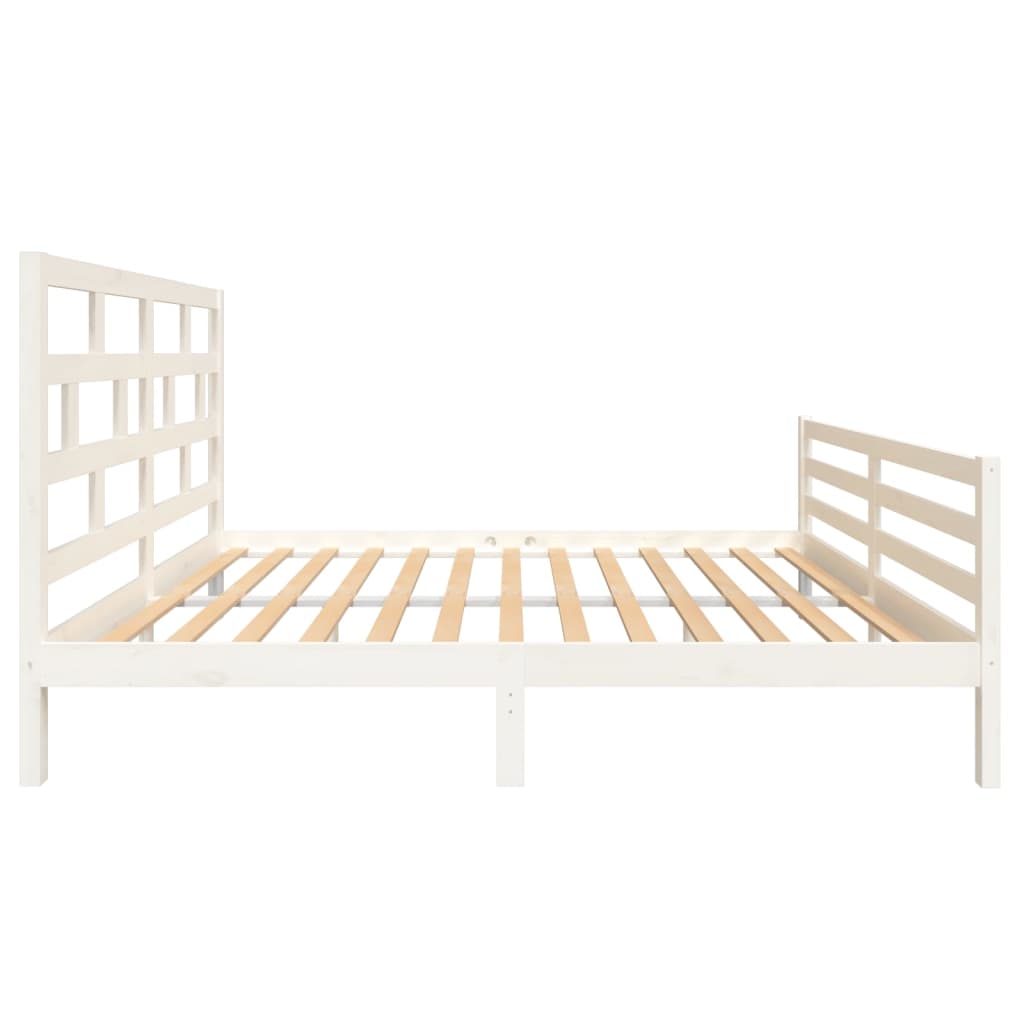 3101294 vidaXL Bed Frame without Mattress White Solid Wood 160x200 cm (810441+814205)