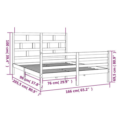 3101294 vidaXL Bed Frame without Mattress White Solid Wood 160x200 cm (810441+814205)
